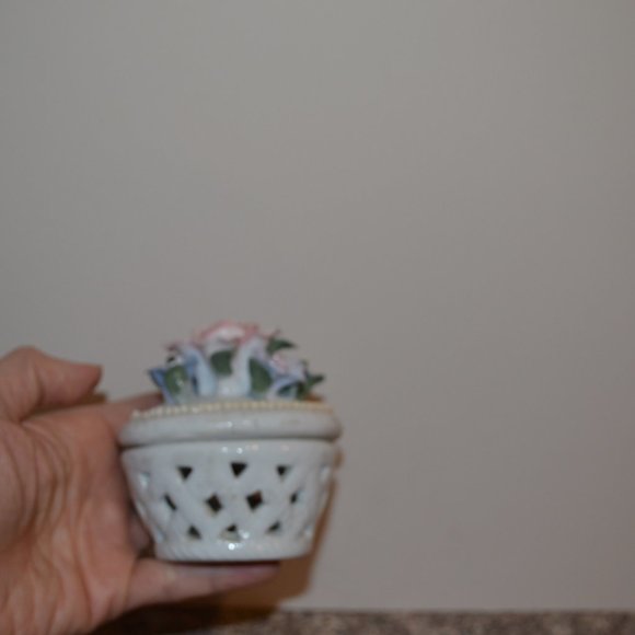 Handmade Collectibles Ceramic Clay Basket with Flowers on Top miniature - Picture 10 of 10